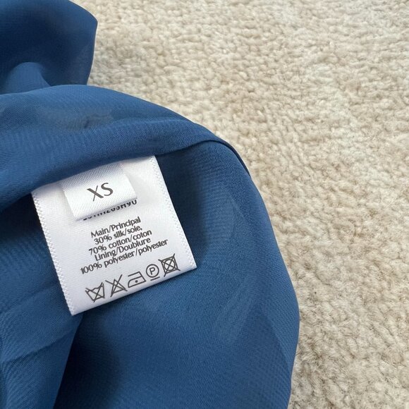 NWT Pheme Paris Floral Halter Silk Cotton Resort Cocktail Maxi Dress XS Blue - Picture 10 of 10